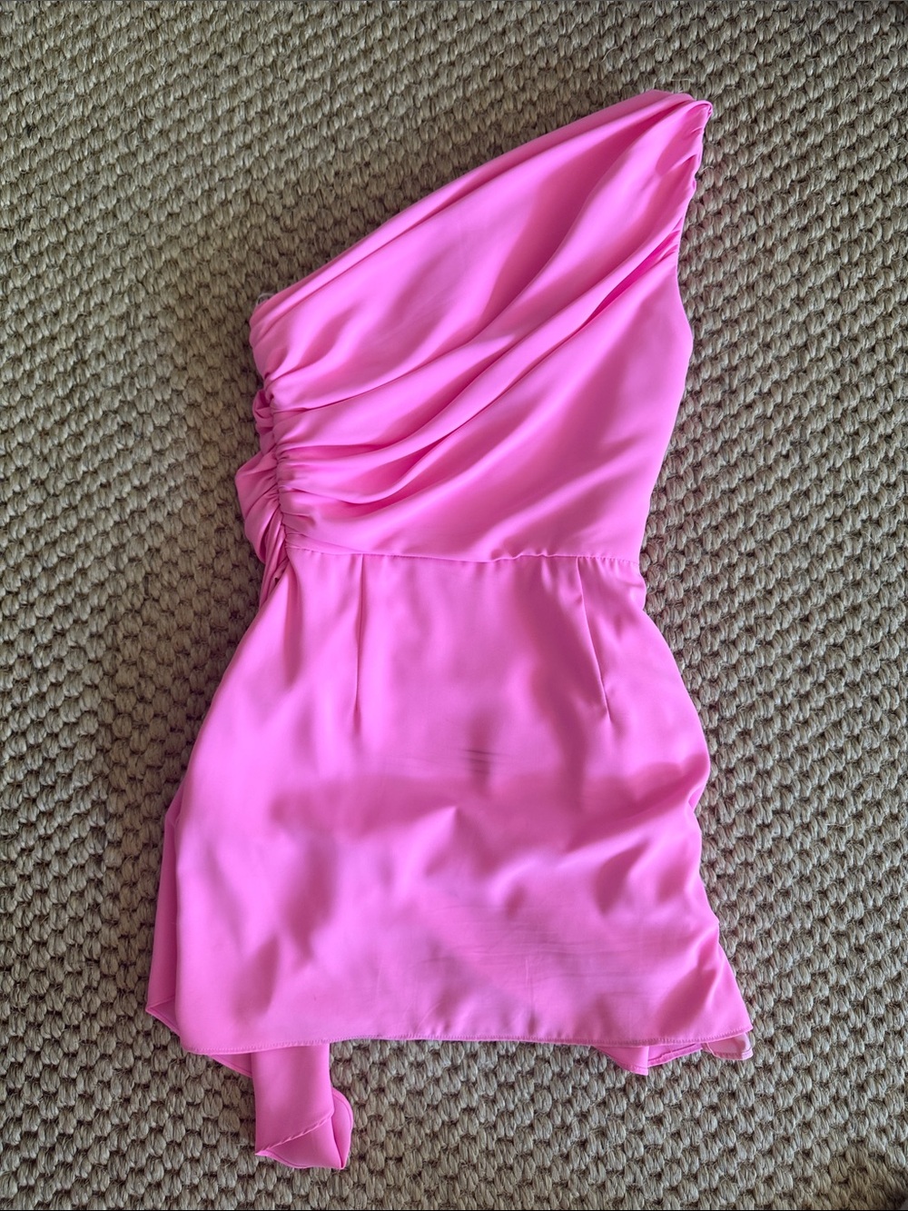 Amanda Uprichard Hot Pink One-Shoulder Mini Dress - Picture 4 of 5